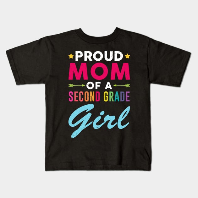 Proud Mom Of A Second grade Girl Back To School Kids T-Shirt by kateeleone97023